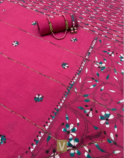 Kantha cotton saree-VKNT-2367