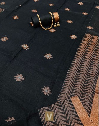 Organic linen saree-VOLN-2374