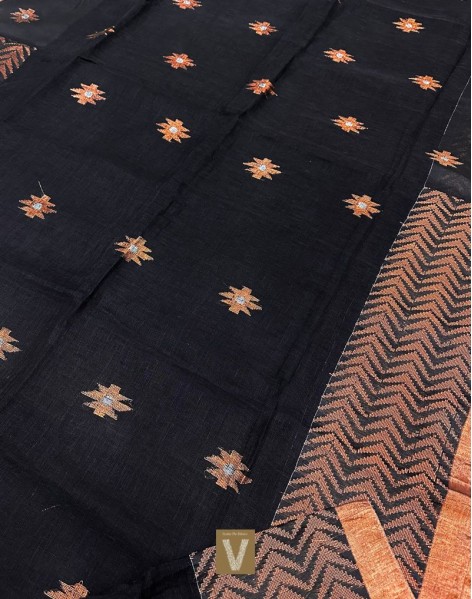 Organic linen saree-VOLN-2374