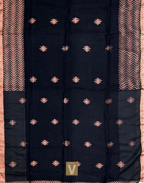 Organic linen saree-VOLN-2374