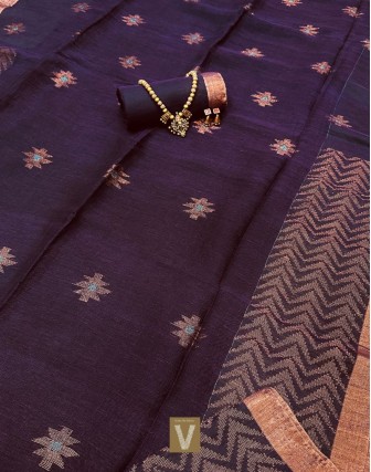 Organic linen saree-VOLN-2375 (SOLD)