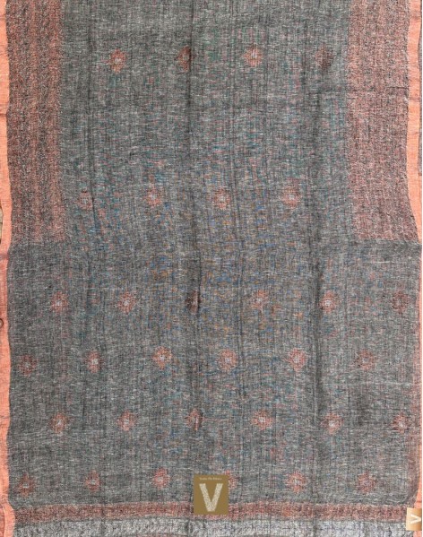 Organic linen saree-VOLN-2376