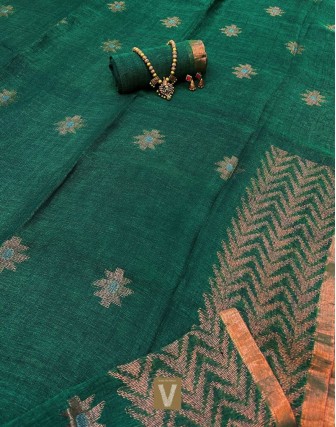 Organic linen saree-VOLN-2373