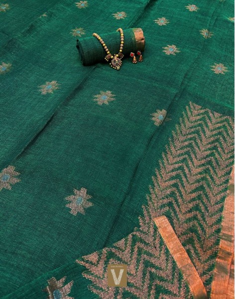 Organic linen saree-VOLN-2373