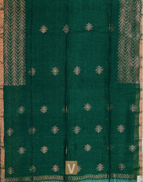Organic linen saree-VOLN-2373