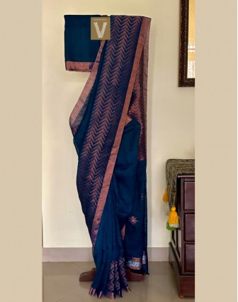 Organic linen saree-VOLN-2372