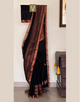 Organic linen saree-VOLN-2374