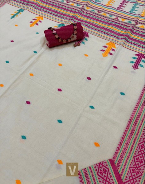 Khadi organic cotton saree-VKDO-2611