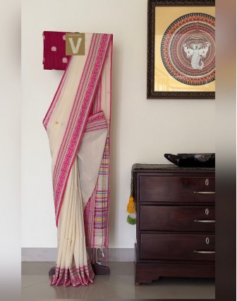 Khadi organic cotton saree-VKDO-2611