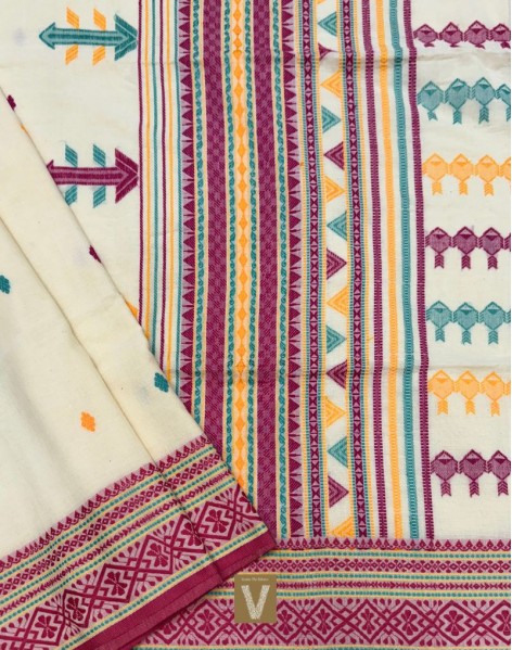 Khadi organic cotton saree-VKDO-2611