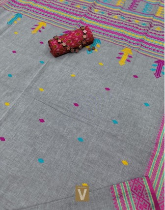 Khadi organic cotton saree-VKDO-2612