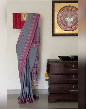 Khadi organic cotton saree-VKDO-2612