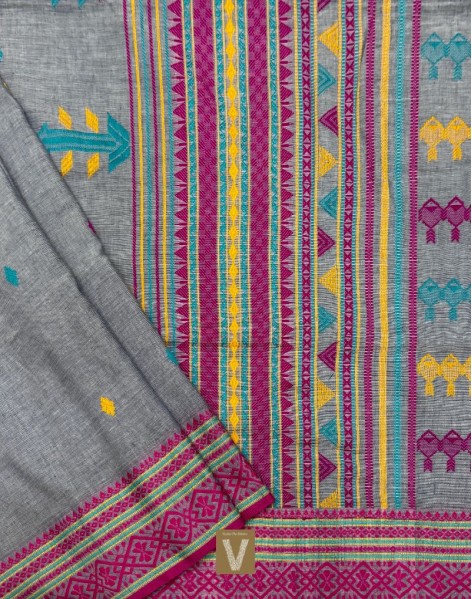 Khadi organic cotton saree-VKDO-2612