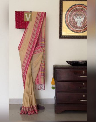 Khadi organic cotton saree-VKDO-2613