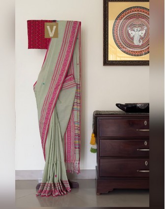 Khadi organic cotton saree-VKDO-2610