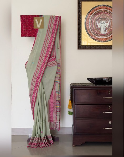 Khadi organic cotton saree-VKDO-2610