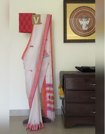 Khadi organic cotton saree-VKDO-2389