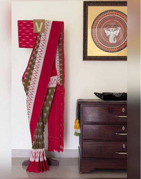 Double ikkat cotton saree-VMIS-2428