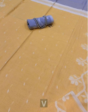 Khadi jamdhani organic cotton saree-VKJM-2327