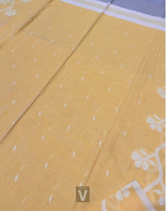 Khadi jamdhani organic cotton saree-VKJM-2327