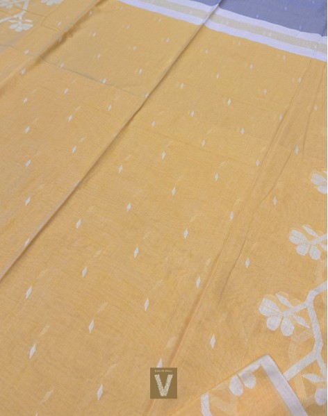 Khadi jamdhani organic cotton saree-VKJM-2327