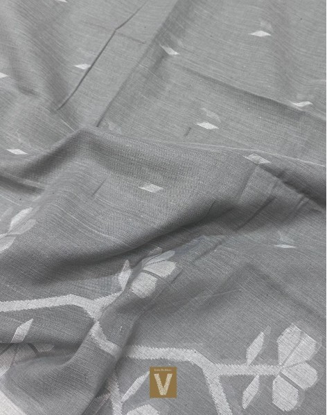 Khadi jamdhani organic cotton saree-VKJM-2327