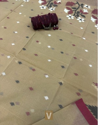 Kolkata organic cotton saree-VKOC-2308