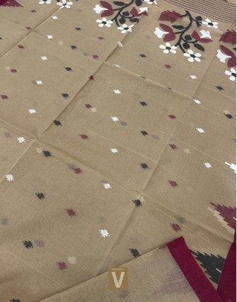 Kolkata organic cotton saree-VKOC-2308