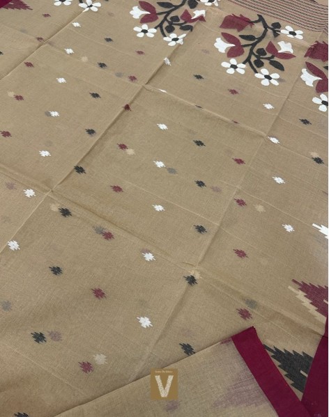Kolkata organic cotton saree-VKOC-2308