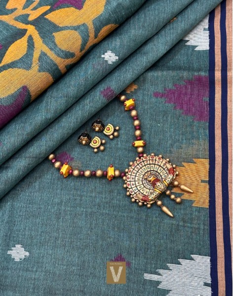 Kolkata organic cotton saree-VKOC-2315