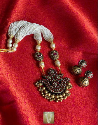 Antique gold terracotta jewellery-VTCJ-58
