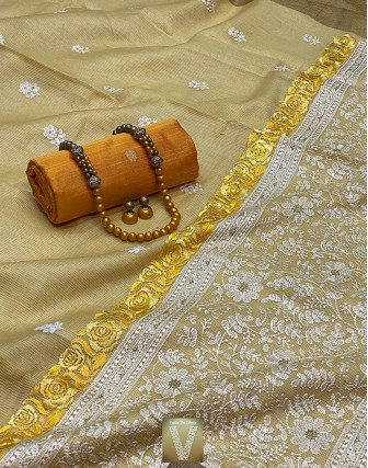 Sale Jute Kota Tissue sarees-VJKT-65