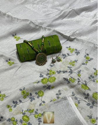 Sale Linen by cotton sarees-VLNS-83