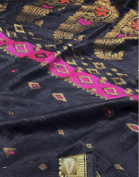 Organic linen saree-VOLN-1779