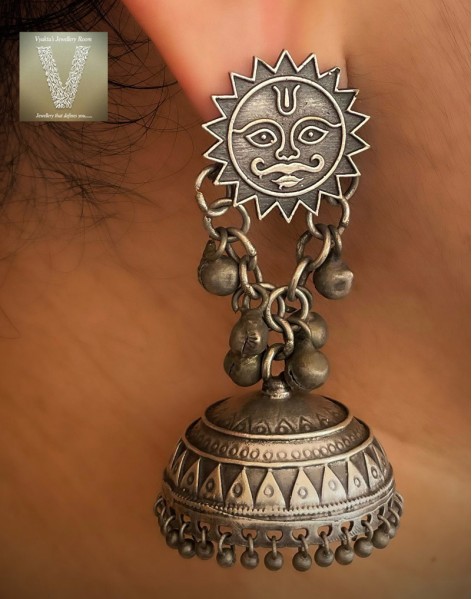German silver jhumkas-VGSE-02