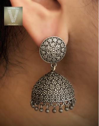 German silver jhumkas-VGSE-04