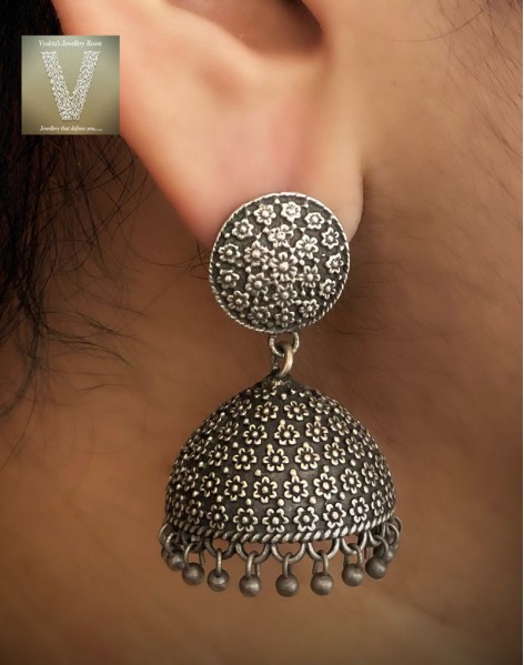 German silver jhumkas-VGSE-04