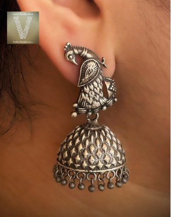 German silver jhumkas-VGSE-06