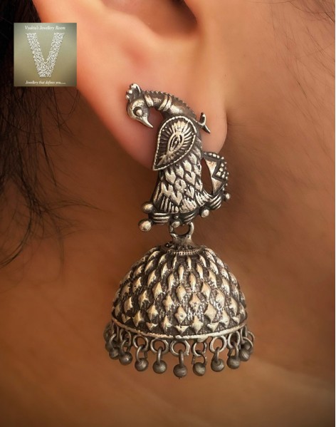 German silver jhumkas-VGSE-06
