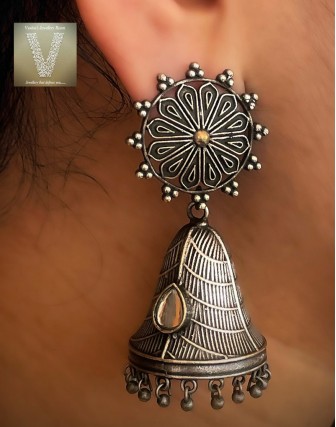 German silver jhumkas-VGSE-08