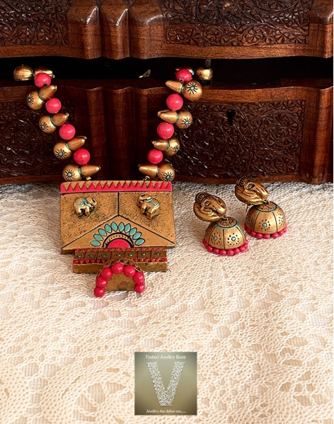 Antique gold terracotta jewellery-VTCJ-21