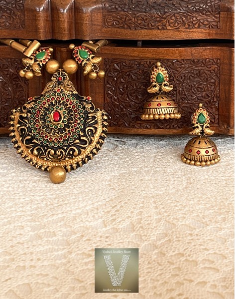 Antique gold terracotta jewellery-VTCJ-39