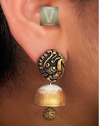 Antique gold terracotta jhumkas-VTJH-02