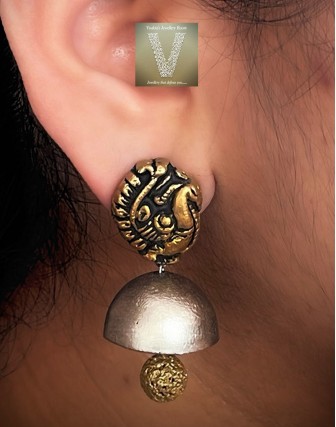 Antique gold terracotta jhumkas-VTJH-07