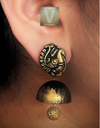 Antique gold terracotta jhumkas-VTJH-08