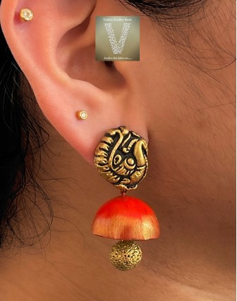 Antique gold terracotta jhumkas-VTJH-19