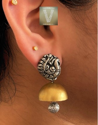 Antique gold terracotta jhumkas-VTJH-20