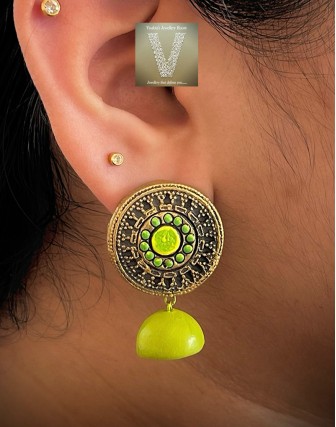 Antique gold terracotta jhumkas-VTJH-30