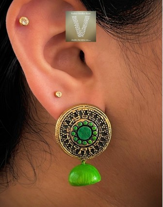 Antique gold terracotta jhumkas-VTJH-32