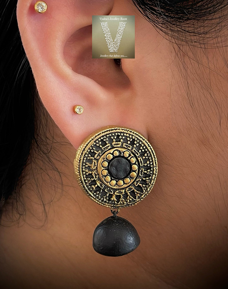 Handmade unique terracotta earrings